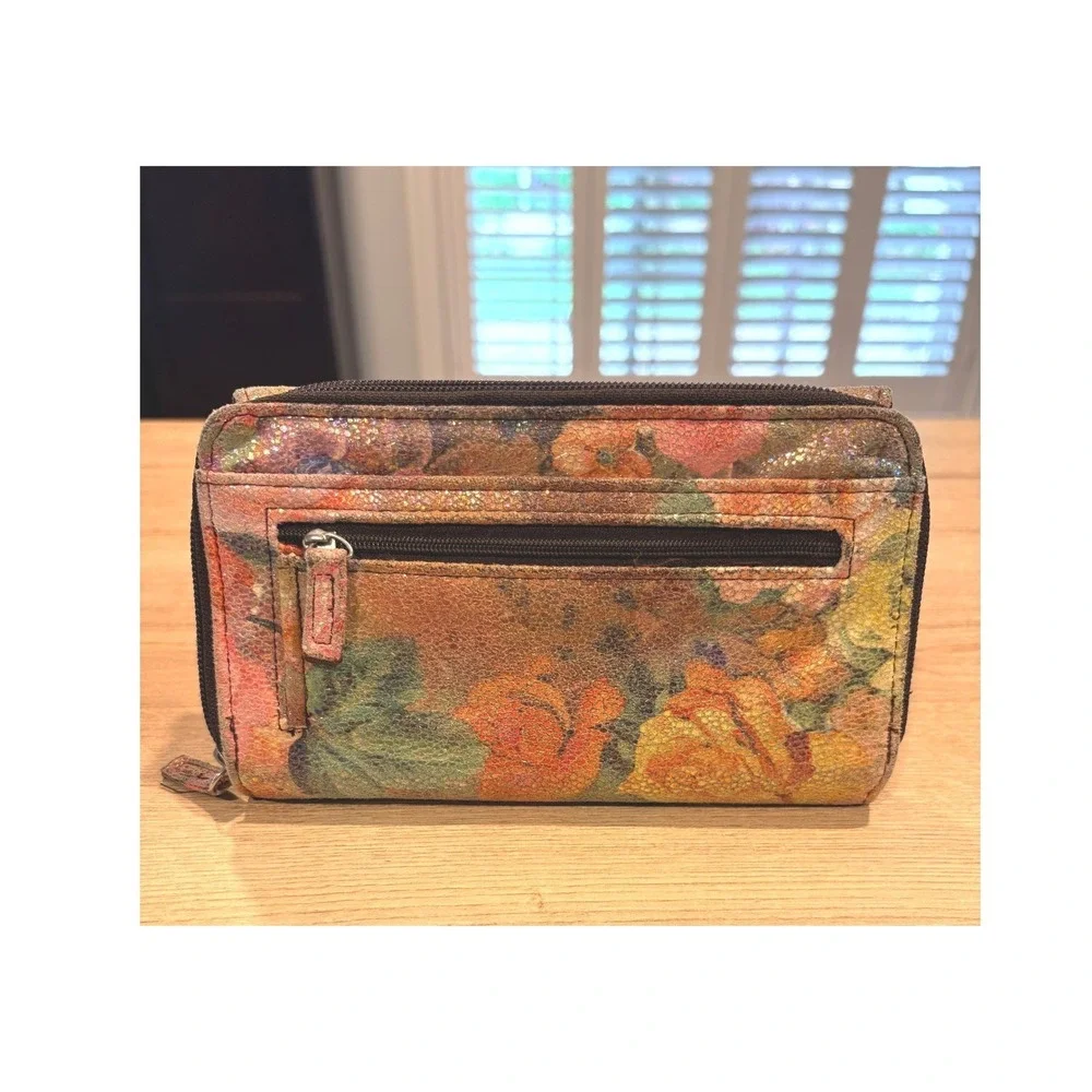 Safety Keeper Floral Shimmer Textured Bifold Wallet Card Slots, Windows